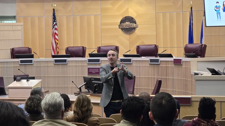 Presentation in council chambers